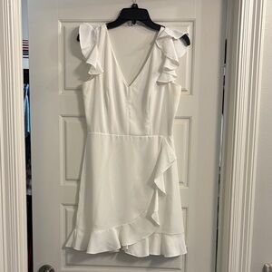 Chic White Ruffle Mini Dress